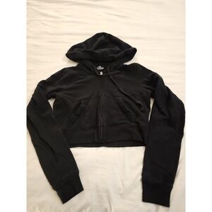 Hollister California Black Cropped Zip Up Hoodie Women's XS